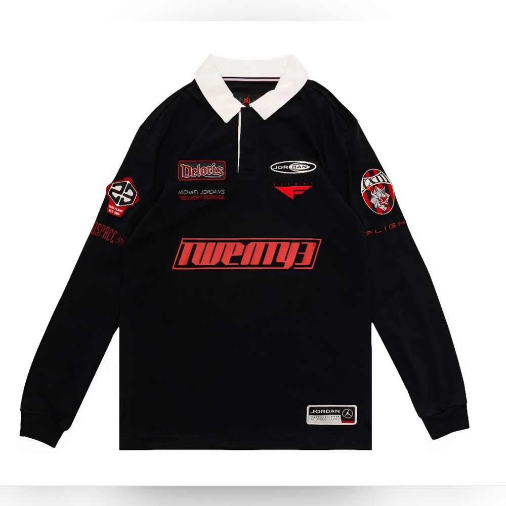 Air Jordan Essentials Long-Sleeve Rugby Top 'Black Medium